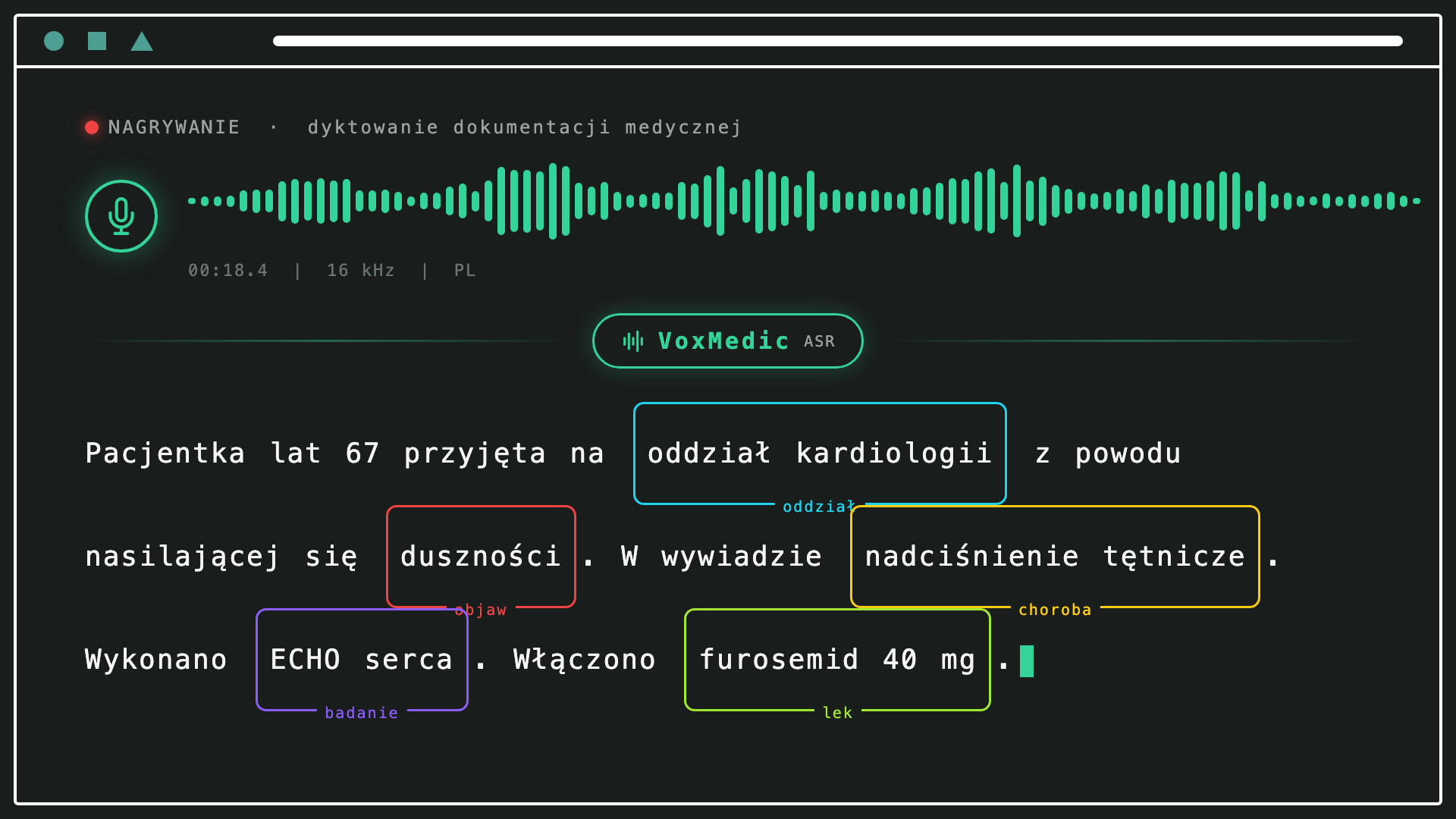 VoxMedic - rozpoznawanie polskiej mowy medycznej